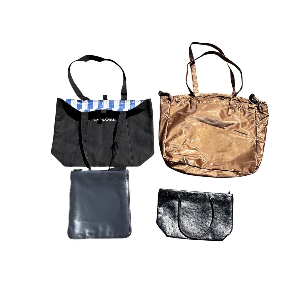 Vintage 90s NWT Lancôme bag bundle (4) lot tote purse beach lunch black copper